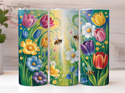 Dark Gothic Flora Bee 20oz Tumbler, Gothic Flower, Dark Floral, 20oz Wrap, Sublimation Design, Artistic Tumbler, PNG File Sublimation Lara' s Designs 
