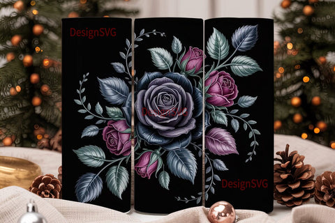 Dark Gothic Rose 20oz Tumbler Wrap Sublimation DesignSVG 