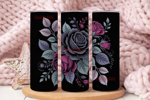 Dark Gothic Rose 20oz Tumbler Wrap Sublimation DesignSVG 