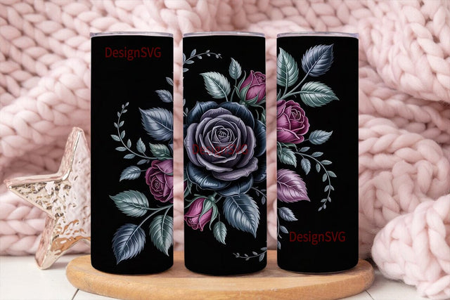 Dark Gothic Rose 20oz Tumbler Wrap Sublimation DesignSVG 