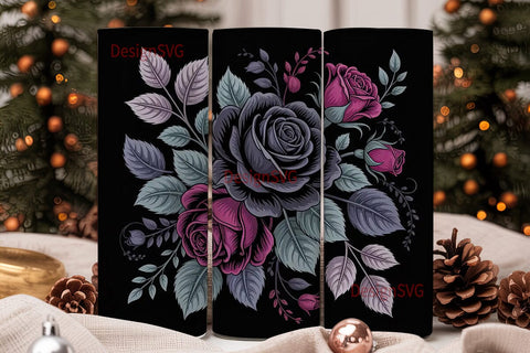 Dark Gothic Rose 20oz Tumbler Wrap Sublimation DesignSVG 