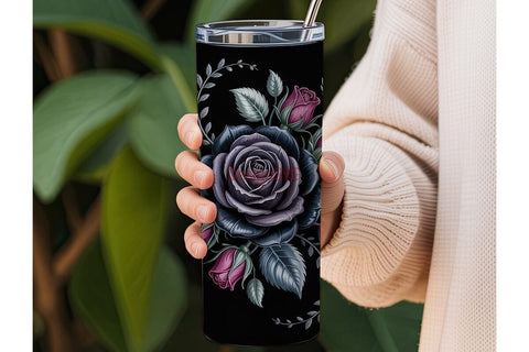 Dark Gothic Rose 20oz Tumbler Wrap Sublimation DesignSVG 