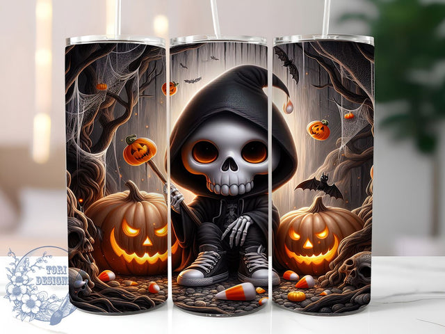 Dark Gothic Skeleton Pumpkin Tumbler, Gothic Pumpkin Mug, Skeleton Kids Wrap, Spooky Halloween Cup, 20Oz Sublimation Design, Creepy Pumpkin Drinkware, Gothic Halloween Tumbler Sublimation ToriDesigns 