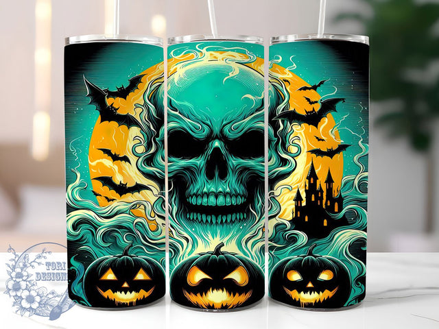 Dark Gothic Skull Halloween Tumbler, Halloween Skull Wrap, Dark Gothic Sublimation, Spooky Skull Drinkware, Haunted Skull Cup Design, Horror Skull Tumbler, Gothic Halloween Cup Sublimation ToriDesigns 