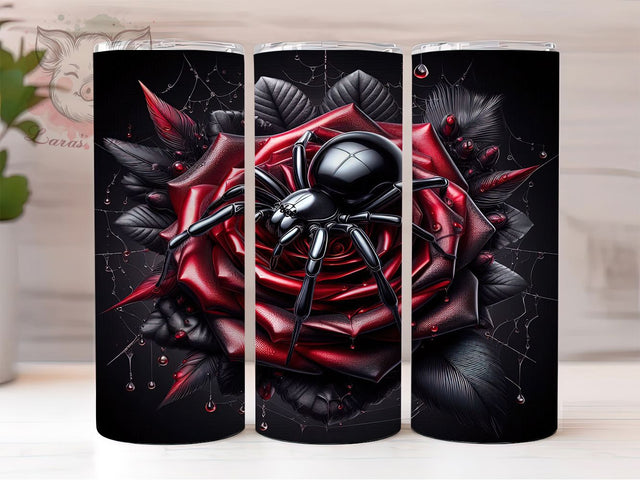Dark Gothic Spider Roses Tumbler Wrap, Gothic Roses Mug, Spooky Spider Art, 20Oz Tumbler Wrap, Sublimation Design, Halloween Gothic Print, Creepy Floral Drinkware Sublimation Lara' s Designs 