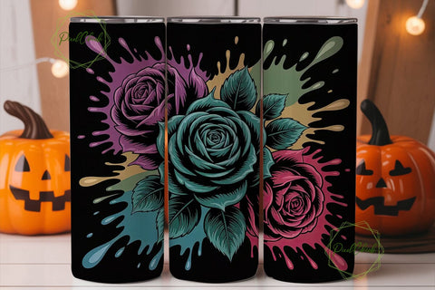 Dark Grunge Roses 20oz Tumbler Wrap Sublimation PixelChick 