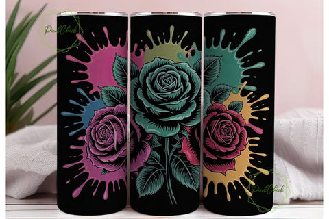 Dark Grunge Roses 20oz Tumbler Wrap Sublimation PixelChick 
