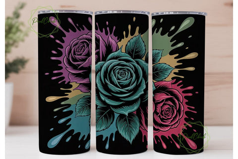 Dark Grunge Roses 20oz Tumbler Wrap Sublimation PixelChick 