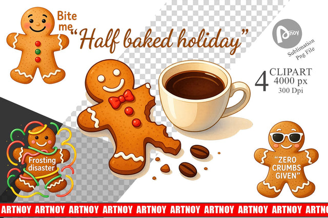 Dark Humor Gingerbread Clipart Sublimation artnoy 