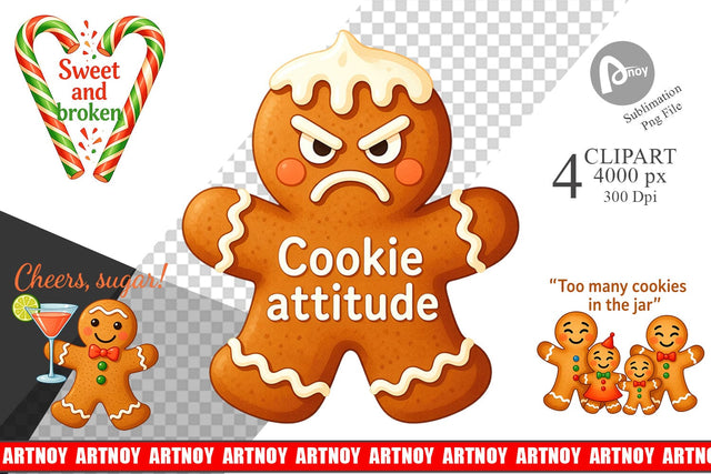 Dark Humor Gingerbread Clipart Sublimation artnoy 