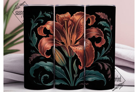 Dark Lily Floral 20oz Tumbler Wrap Sublimation sassyprint 