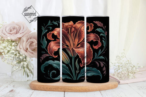 Dark Lily Floral 20oz Tumbler Wrap Sublimation sassyprint 