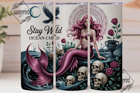 Dark Mermaid Fantasy 20oz Tumbler Wrap Sublimation sassyprint 