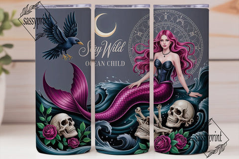 Dark Mermaid Fantasy 20oz Tumbler Wrap Sublimation sassyprint 