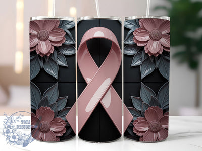Dark Pink Ribbon Survivor 20oz Tumbler, Pink Ribbon, Dark Pink Tumbler, Survivor Support, Hope Strength, Sublimation Wrap, 20Oz Tumbler Sublimation ToriDesigns 