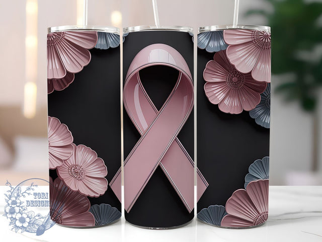 Dark Pink Ribbon Survivor 20oz Tumbler, Pink Ribbon, Dark Pink Tumbler, Survivor Support, Hope Strength, Sublimation Wrap, 20Oz Tumbler Sublimation ToriDesigns 