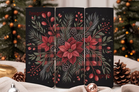 Dark Poinsettia Christmas 20oz Tumbler Sublimation DesignSVG 