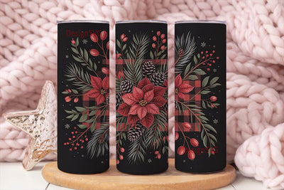 Dark Poinsettia Christmas 20oz Tumbler Sublimation DesignSVG 