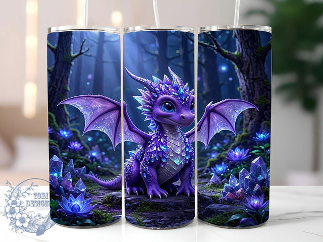 Dark Purple Dragon Moonlight 20oz Tumbler, Dark Purple, Dragon Design, Moonlight Theme, Sublimation Wrap, 20oz Tumbler, Fantasy Aesthetic, Mystical Charm Sublimation ToriDesigns 