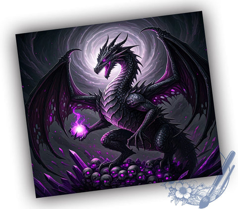 Dark Purple Dragon Tumbler Wrap, Skull Tumbler Design, 20oz Sublimation Wrap, Digital Download Tumbler, Fantasy Drinkware, Dragon and Skull Art, Unique Tumbler Design, Gothic Tumbler Wrap Sublimation ToriDesigns 