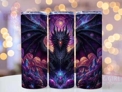Dark Purple Gothic Dragon Tumbler, Dark Purple Dragon Wrap, Skull Dragon Cup, 20oz Sublimation Wrap, Stylish Gothic Design Tumbler, Artistic Dragon Skull Cup, Fantasy Gothic Theme Wrap Sublimation SvggirlplusArt 