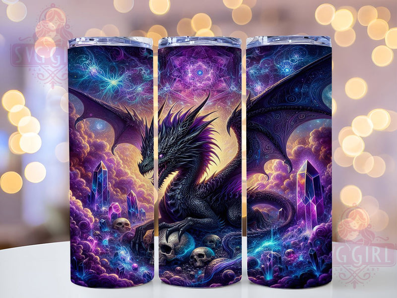 Dark Purple Gothic Dragon Tumbler, Dark Purple Dragon Wrap, Skull Dragon Cup, 20oz Sublimation Wrap, Stylish Gothic Design Tumbler, Artistic Dragon Skull Cup, Fantasy Gothic Theme Wrap Sublimation SvggirlplusArt 