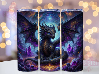 Dark Purple Gothic Dragon Tumbler, Dark Purple Dragon Wrap, Skull Dragon Cup, 20oz Sublimation Wrap, Stylish Gothic Design Tumbler, Artistic Dragon Skull Cup, Fantasy Gothic Theme Wrap Sublimation SvggirlplusArt 