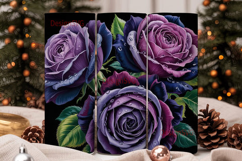 Dark Purple Roses 20oz Tumbler Wrap Sublimation DesignSVG 