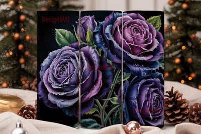 Dark Purple Roses 20oz Tumbler Wrap Sublimation DesignSVG 