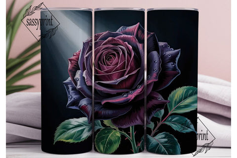 Dark Purple Roses 20oz Tumbler Wrap Sublimation sassyprint 