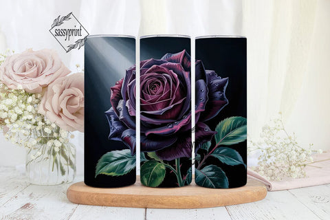 Dark Purple Roses 20oz Tumbler Wrap Sublimation sassyprint 