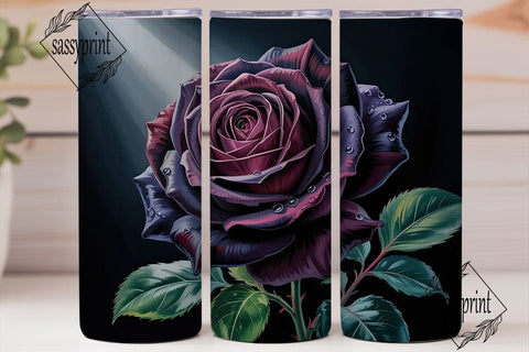 Dark Purple Roses 20oz Tumbler Wrap Sublimation sassyprint 
