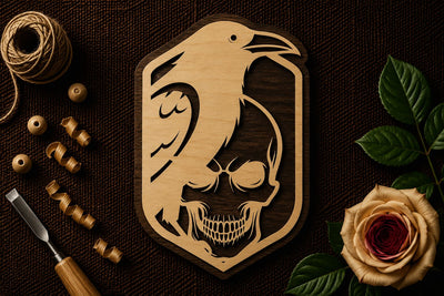 Dark Raven Skull Crest Laser Cut SVG File SVG Regulrcrative 