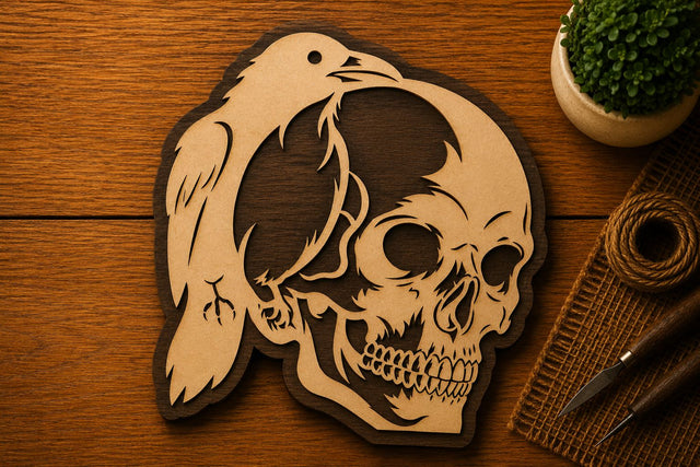 Dark Raven Skull Ornament Laser Cut SVG File SVG Regulrcrative 
