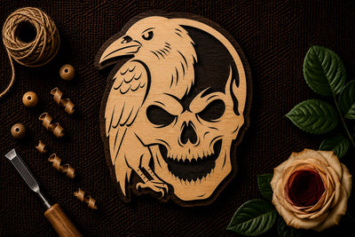 Dark Raven Skull Ornament Laser Cut SVG File SVG Regulrcrative 