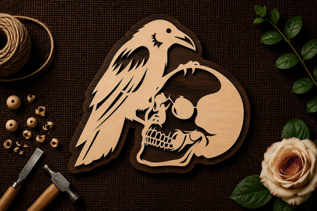 Dark Raven Skull Wall Art Laser Cut SVG File SVG Regulrcrative 