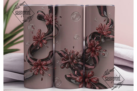 Dark Red Floral 20oz Tumbler Wrap Sublimation sassyprint 