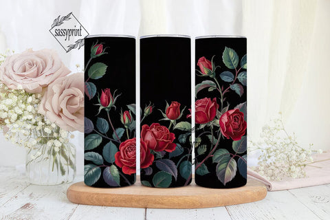 Dark Red Rose 20oz Tumbler Wrap Sublimation sassyprint 