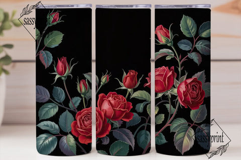 Dark Red Rose 20oz Tumbler Wrap Sublimation sassyprint 