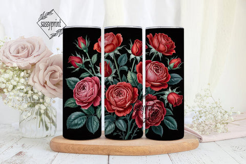 Dark Red Rose 20oz Tumbler Wrap Sublimation sassyprint 