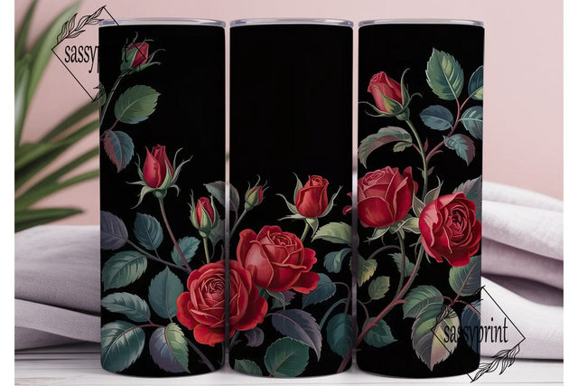 Dark Red Rose 20oz Tumbler Wrap Sublimation sassyprint 
