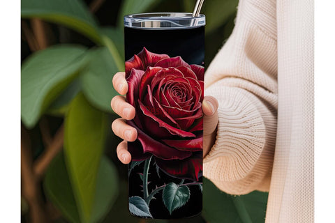 Dark Red Roses 20oz Tumbler Wrap Sublimation DesignSVG 