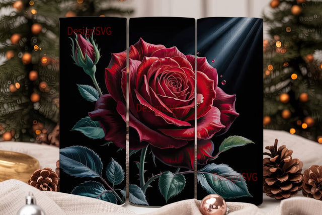 Dark Red Roses 20oz Tumbler Wrap Sublimation DesignSVG 