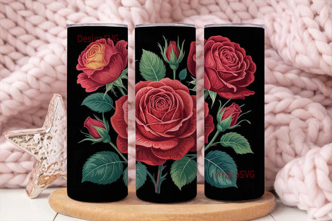 Dark Red Roses 20oz Tumbler Wrap Sublimation DesignSVG 