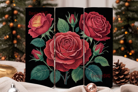 Dark Red Roses 20oz Tumbler Wrap Sublimation DesignSVG 
