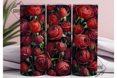 Dark Red Roses 20oz Tumbler Wrap Sublimation sassyprint 