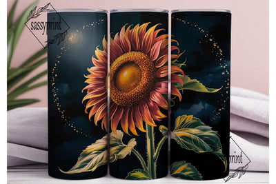 Dark Red Sunflower 20oz Tumbler Wrap Sublimation sassyprint 