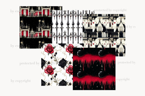 Dark Romance Digital Paper | Gothic Love Patterns with Heart Digital Pattern GlamArtZhanna 