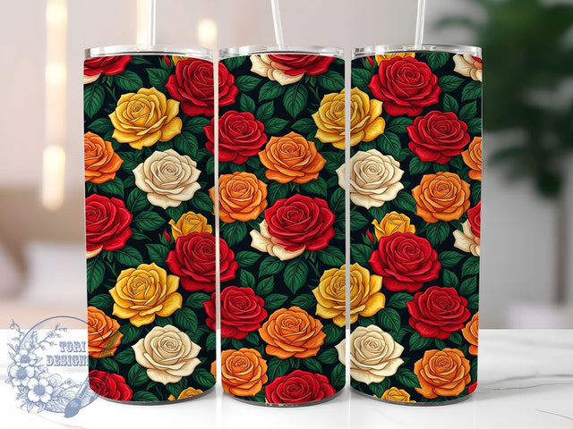 Dark Rose Floral 20oz Tumbler, Dark Rose Floral, Rose Floral Tumbler, Dark Floral Tumbler, Rose Tumbler Wrap, Floral Tumbler PNG, Dark Rose PNG, Gothic Rose Tumbler Sublimation ToriDesigns 