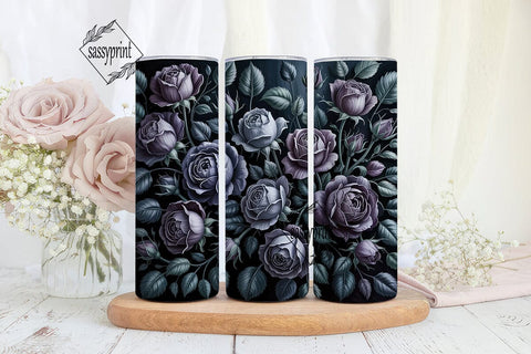 Dark Rose Floral 20oz Tumbler Wrap Sublimation sassyprint 